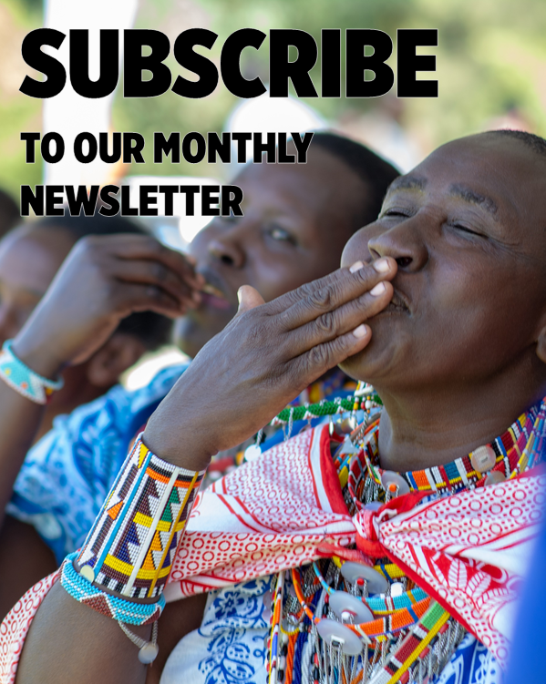 Photo of 2 women, one with a hand on her mouth and the text reads Subscribe to our monthly newsletter so people can click on and sign up for the monthly newsletter of the UN Trust Fund