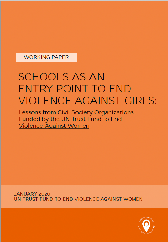 orange cover image that reads schools as an entry point to end violence against girls