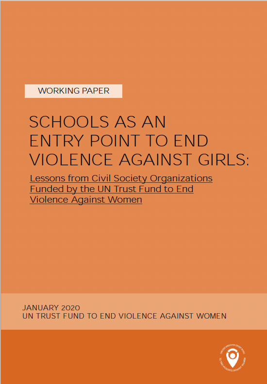 orange cover image that reads schools as an entry point to end violence against girls