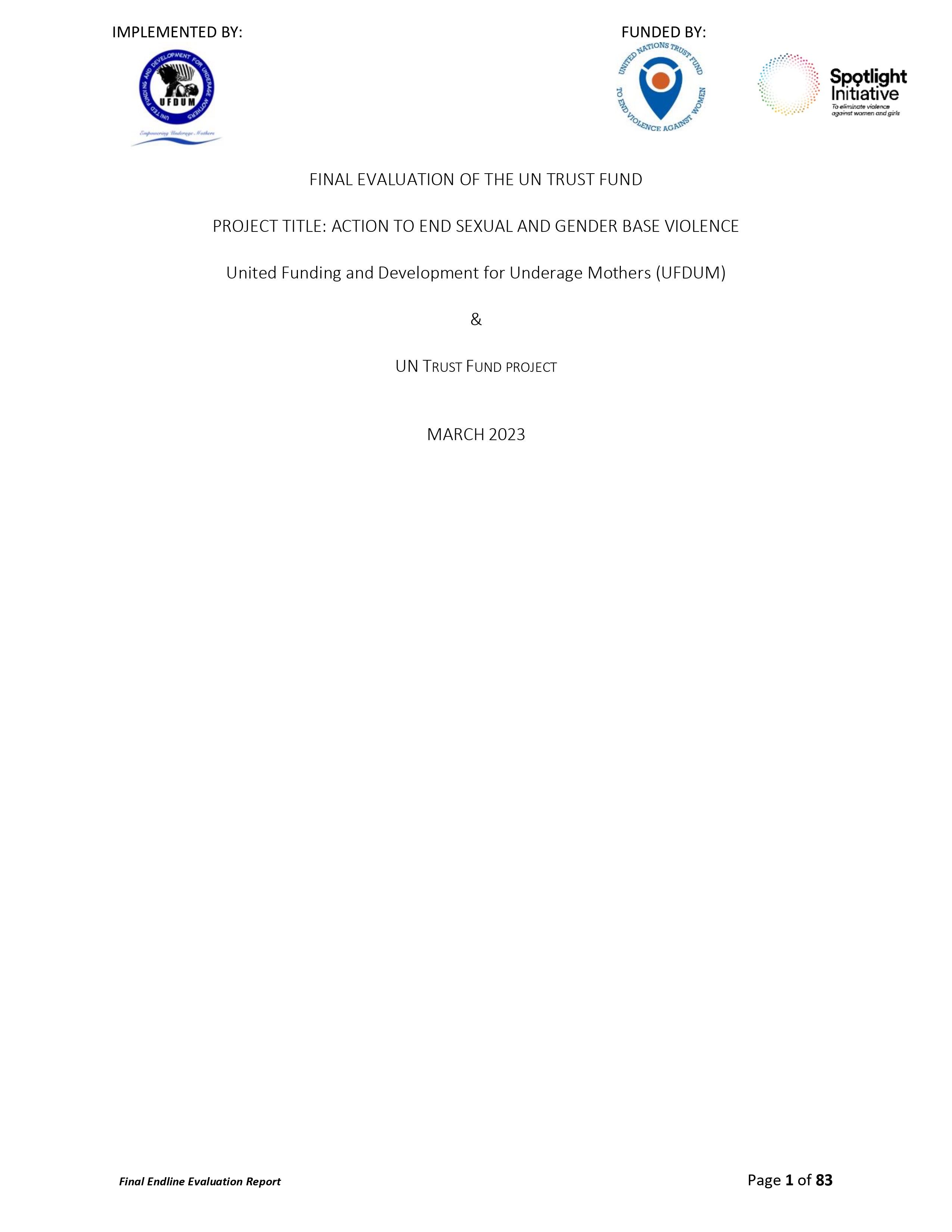 Final Evaluation: Action to end sexual and gender-based violence (Liberia)