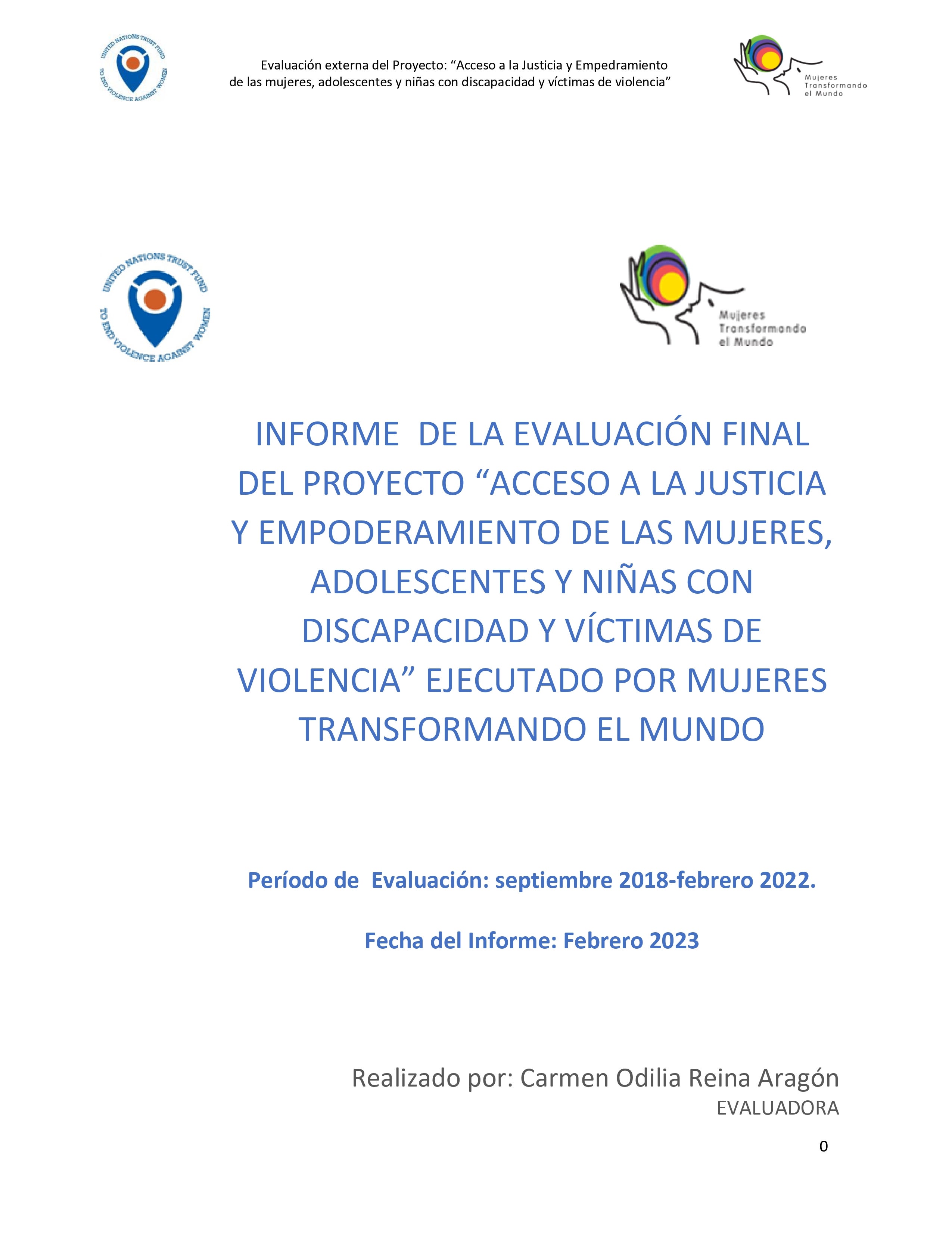 Final Evaluation: Access to justice and empowerment of women, adolescents and girls with disabilities and victims of violence (Guatemala)