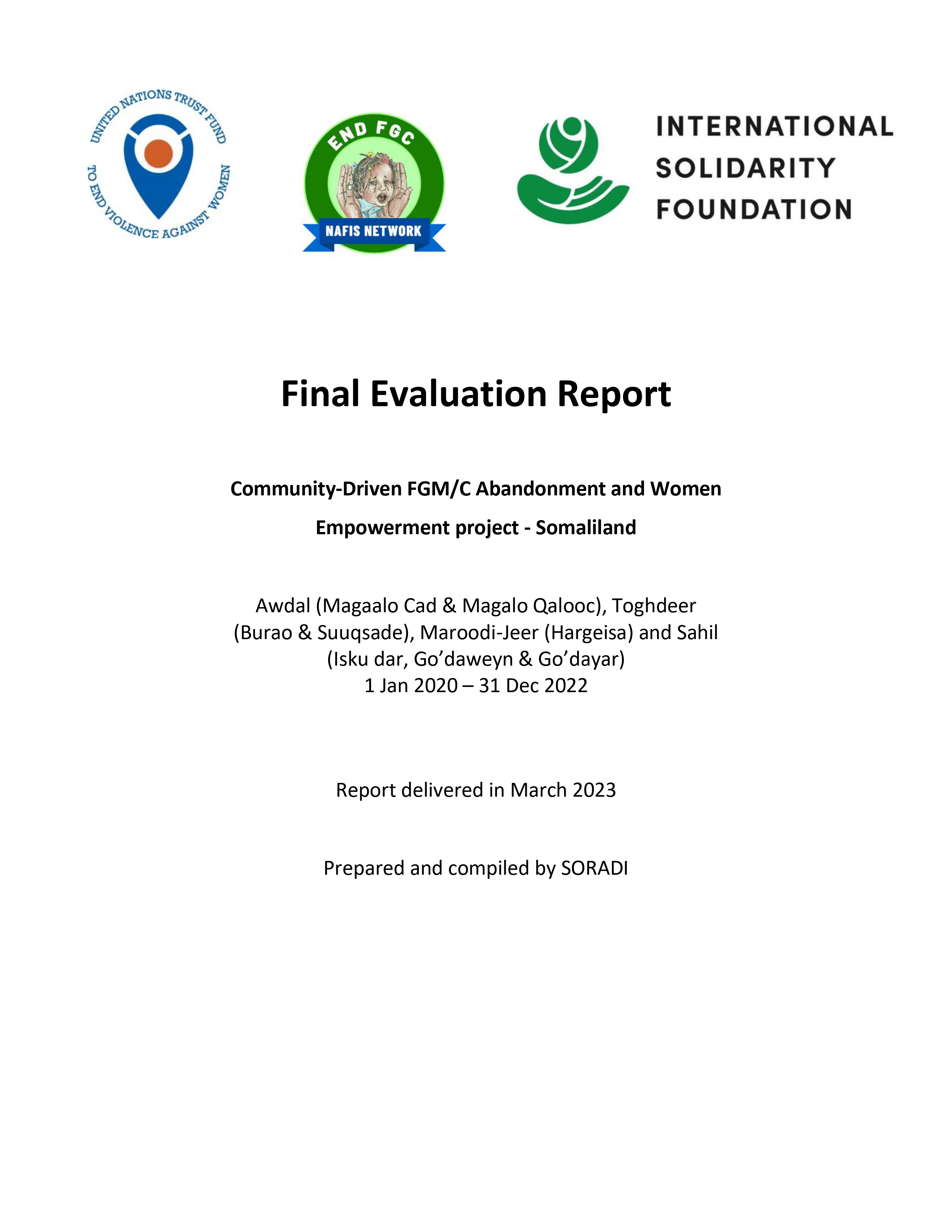 Final Evaluation: Community Driven FGM/C Abandonment and Women Empowerment in Somaliland