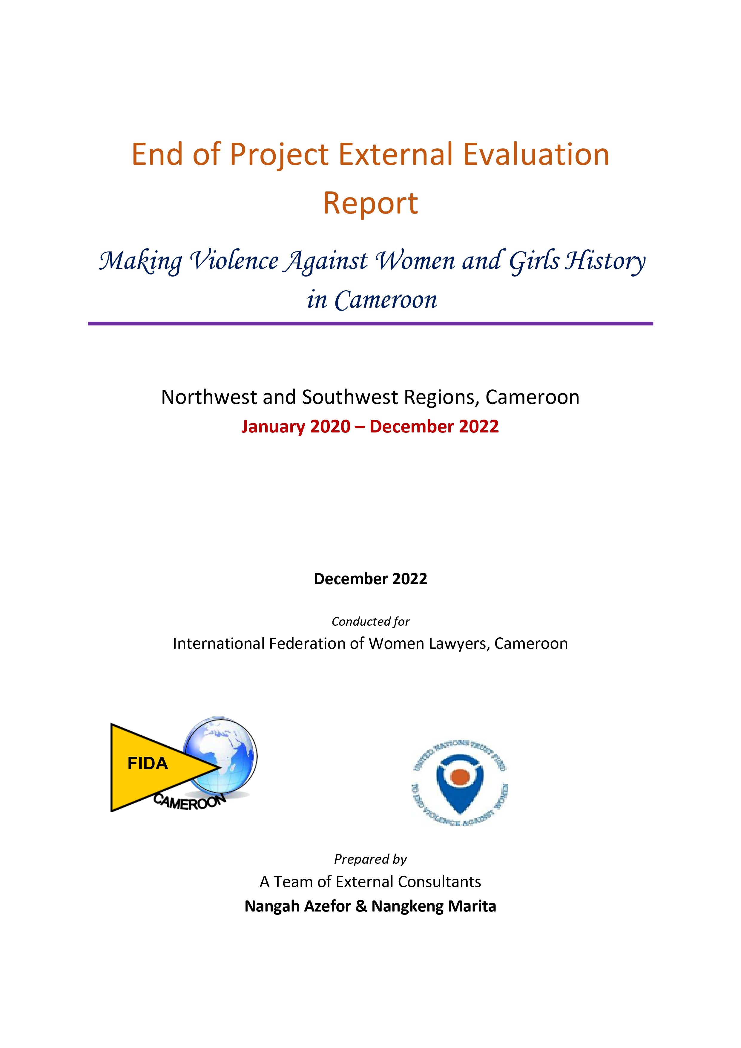 Final Evaluation: Making Violence Against Women and Girls History in the Northwest and Southwest Regions of Cameroon 