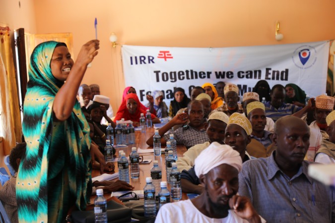 Participants in Kenya take part in an awareness raising meeting as part of IIRR’s work to end violence against women and girls in rural areas. Photo: Chrispin Mwatat/IIRR