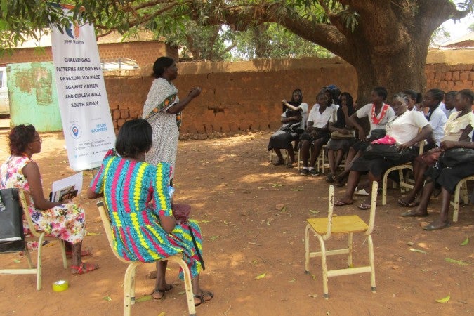 SIHA Project Officer - Christin taking students through the project inception at Wau Complex Secondary School.  Photo: SIHA