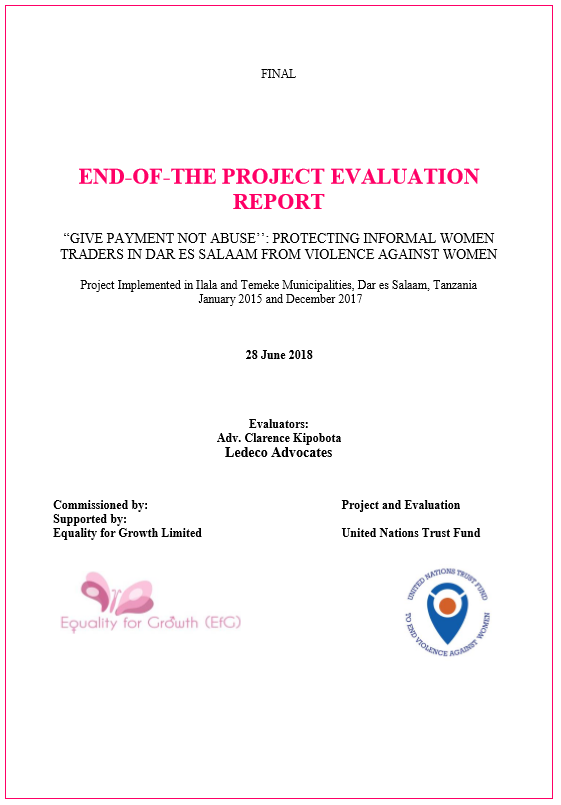 Final Evaluation: “Give Payment Not Abuse: Protecting Informal Women Traders in Dar es Salaam from Violence against Women” (Tanzania)