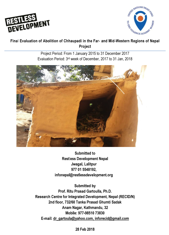 Final Evaluation: “Abolition of Chhaupadi in the Far- and Mid-Western Regions of Nepal”