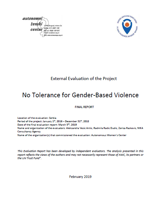 Final Evaluation: No Tolerance for Gender-based Violence (Serbia)
