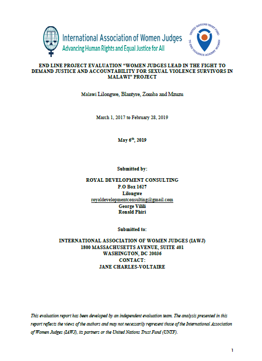 Final Evaluation: Women Judges Lead the Fight to Demand Justice and Accountability for Sexual Violence Survivors in Malawi