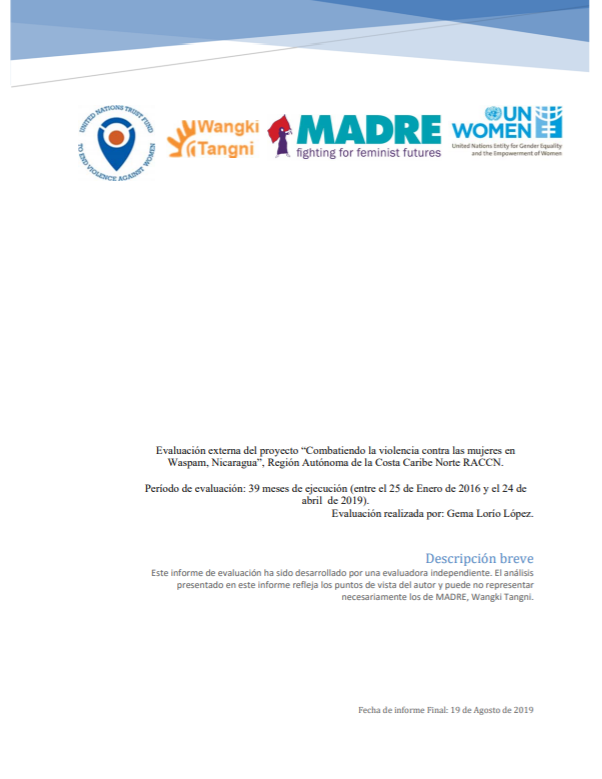 Final Evaluation: Combating Violence against Women in Waspam, Nicaragua