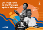 Cover image UN Trust Fund to End Violence against Women Annual Report 2021 with three women in black and white